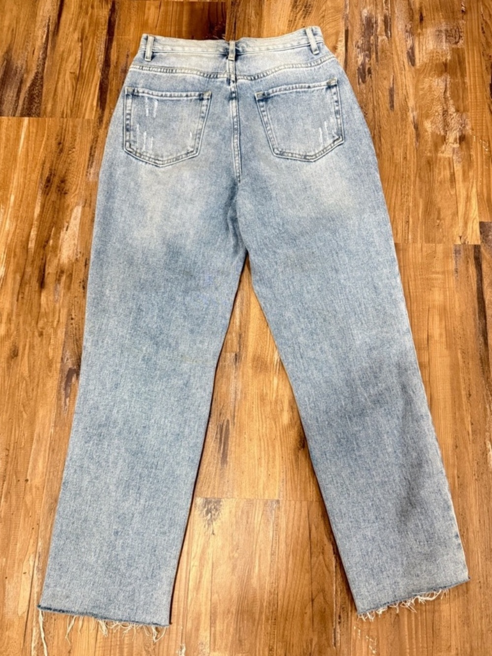 PacSun Ripped High Rise Straight Leg Jeans w Distressing, Light Wash, Sz 26 - Picture 3 of 4